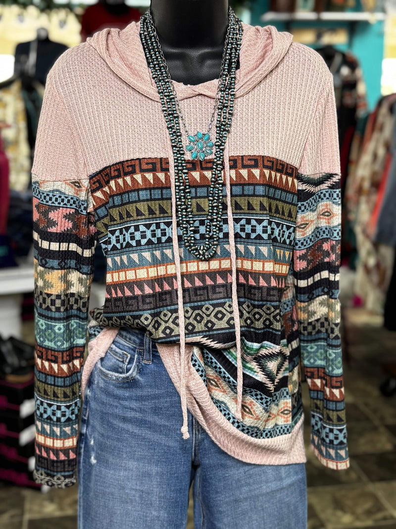 Shop Envi Me It's T-shirt Kinda Day The Pink West of Arcadia Aztec Hoodie Top