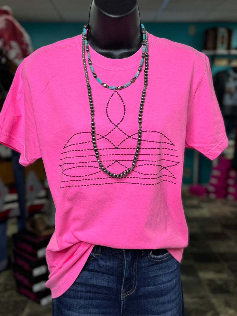 Shop Envi Me It's T-shirt Kinda Day The Pop of Pink Bootstitch Tee