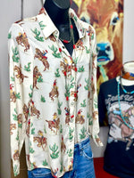 Shop Envi Me Tops and Tunics The Retro Cactus Cowboy Snap Front Western Shirt