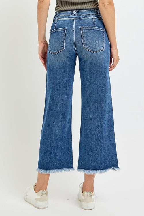 Risen Bottoms The Risen Button Front Crop Denim