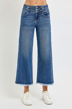 Risen Bottoms The Risen Button Front Crop Denim