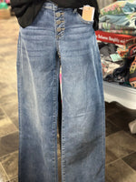 Risen Bottoms The Risen Button Front Wide Leg Denim