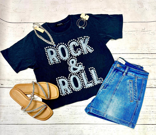Shop Envi Me New arrivals The Rock n Roll Studded Mom Crop Tee