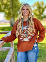 Shop Envi Me Cardigans and Kimonos The Rust & Gold Metallic Aztec Santaquin Sweater