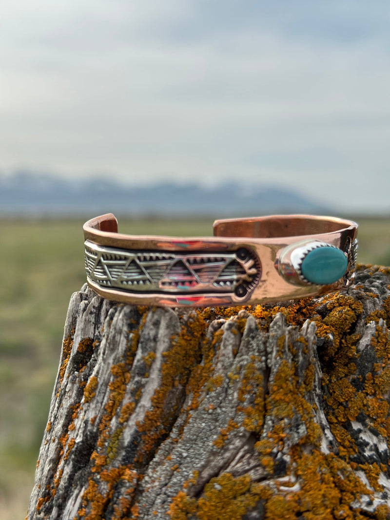 Authentic Native American Silver & Turquoise Bracelet