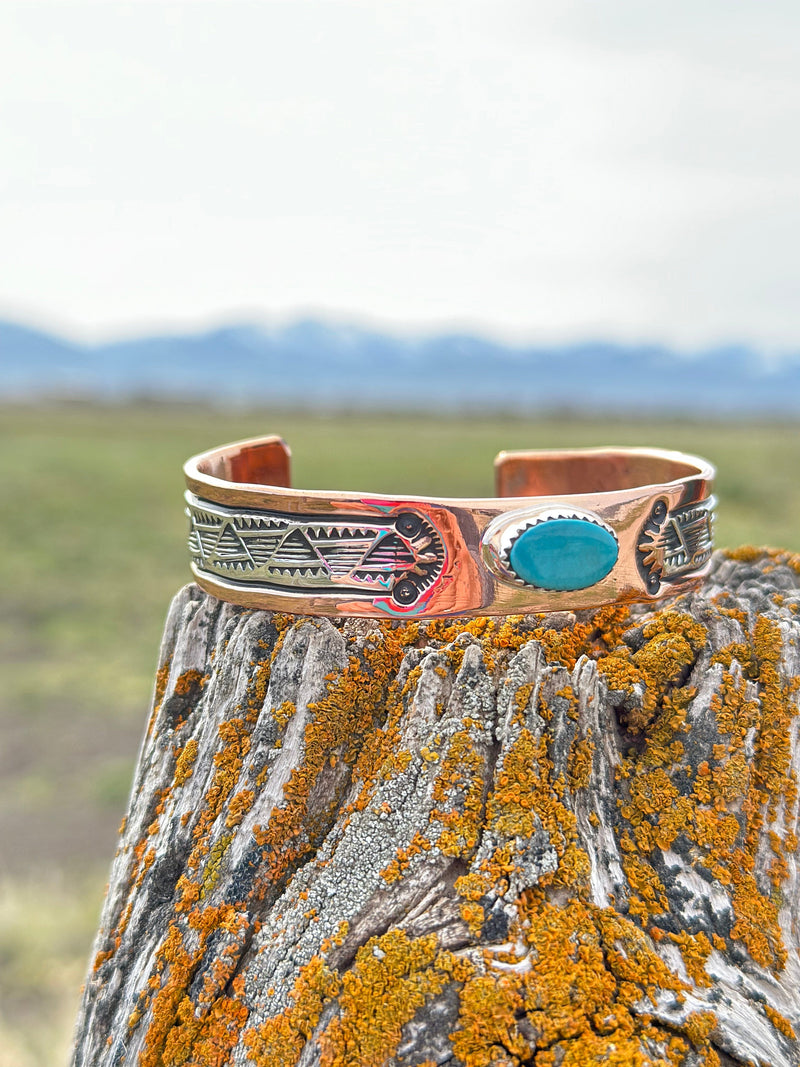 The Tulum Sterling Silver & Kingman Turquoise (Real) Southwest Cuff Br –  Shop Envi Me