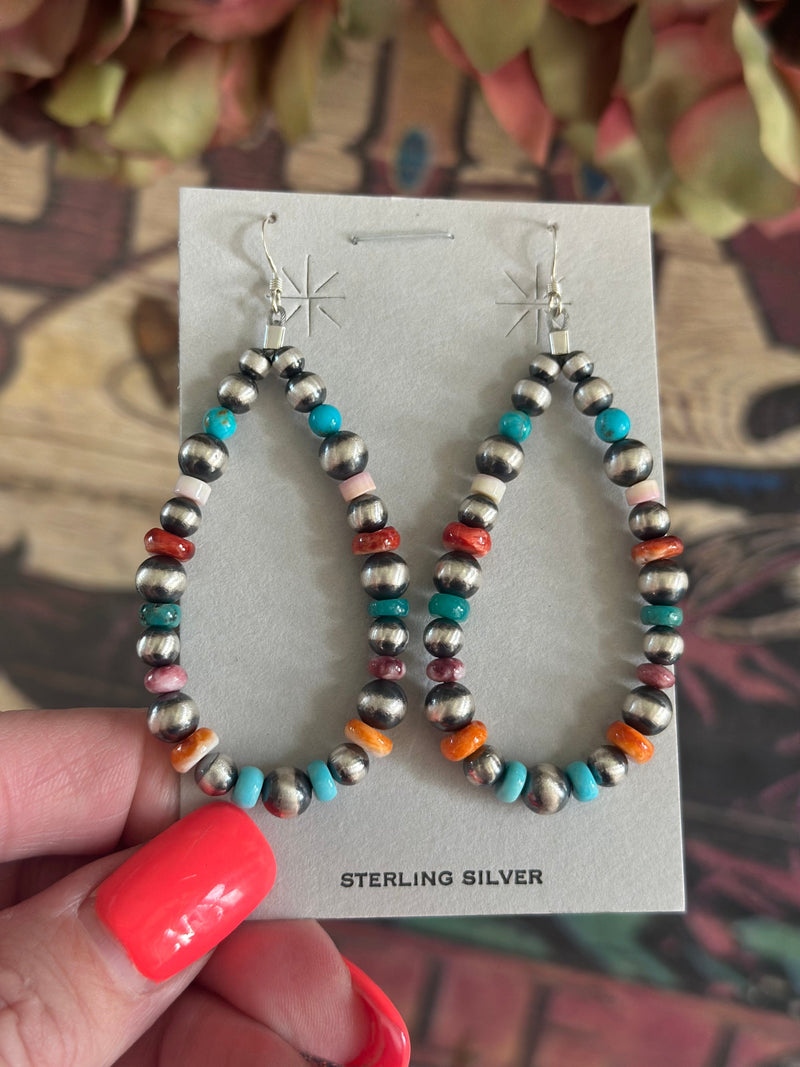 Shop Envi Me Earrings Silver The San Saba Sterling Sliver & StonesNavajo Pearl Hoop Earring NA made