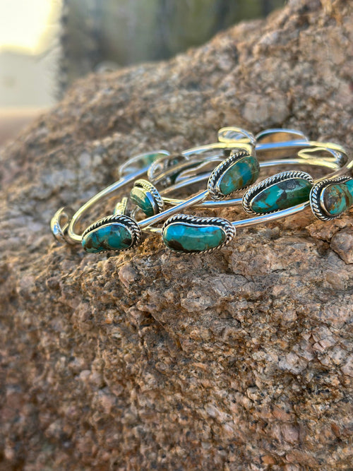 Shop Envi Me Bracelets Silver The Santa Rio Sterling Silver & Real Turquoise Bangle Bracelet