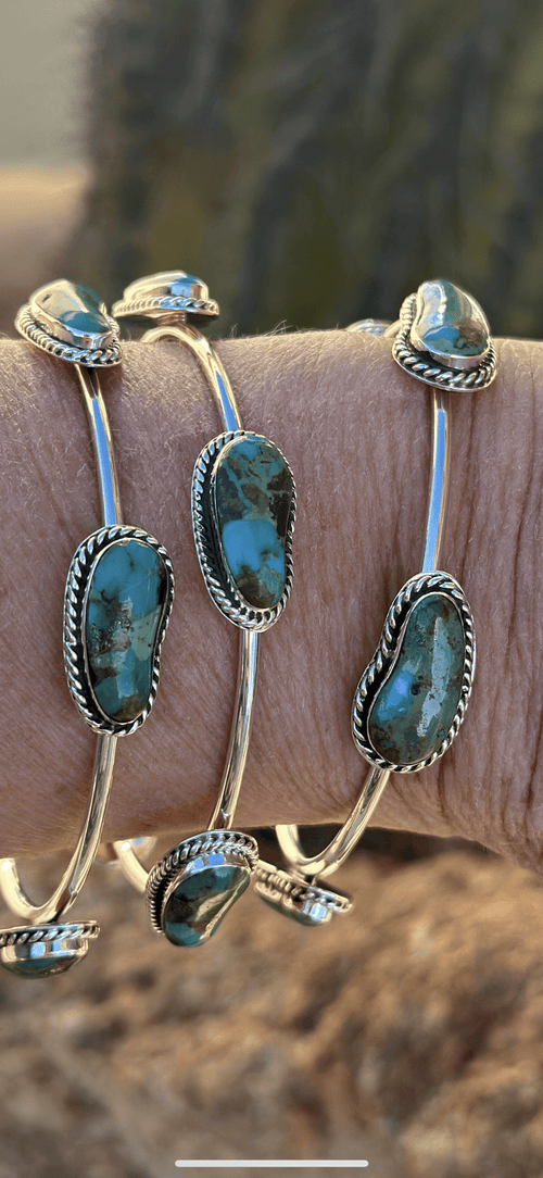 Shop Envi Me Bracelets Silver The Santa Rio Sterling Silver & Real Turquoise Bangle Bracelet