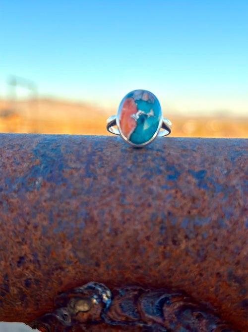 Shop Envi Me Earrings Spiney Oyster Turquoise Sterling size 7 3/4 The Santa Tana Spiney Turquoise & Sterling Silver Ring (Real)