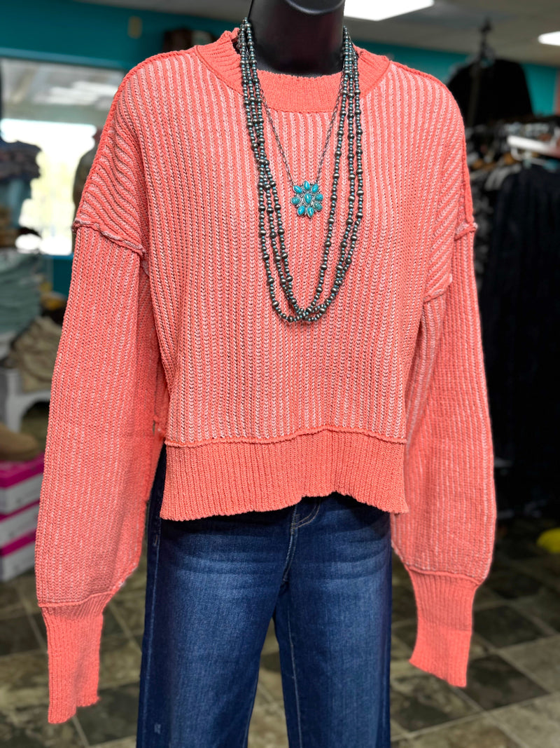 Shop Envi Me Cardigans and Kimonos The Spring Coral Calistoga Chenille Knit Sweater