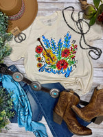 Shop Envi Me Tops and Tunics The Summer Howdy Blue Bonnet Floral Tee