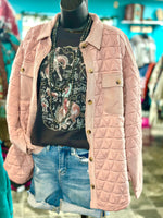 Shop Envi Me Cardigans and Kimonos The Think Pink Quilted Button Up Shacket