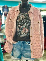 Shop Envi Me Cardigans and Kimonos The Think Pink Quilted Button Up Shacket