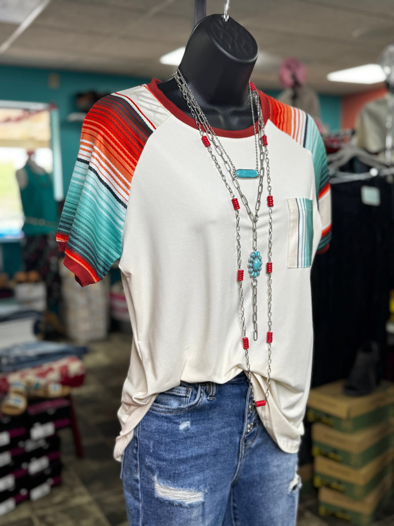 Shop Envi Me tops The Tombstone Serape Sleeve Top