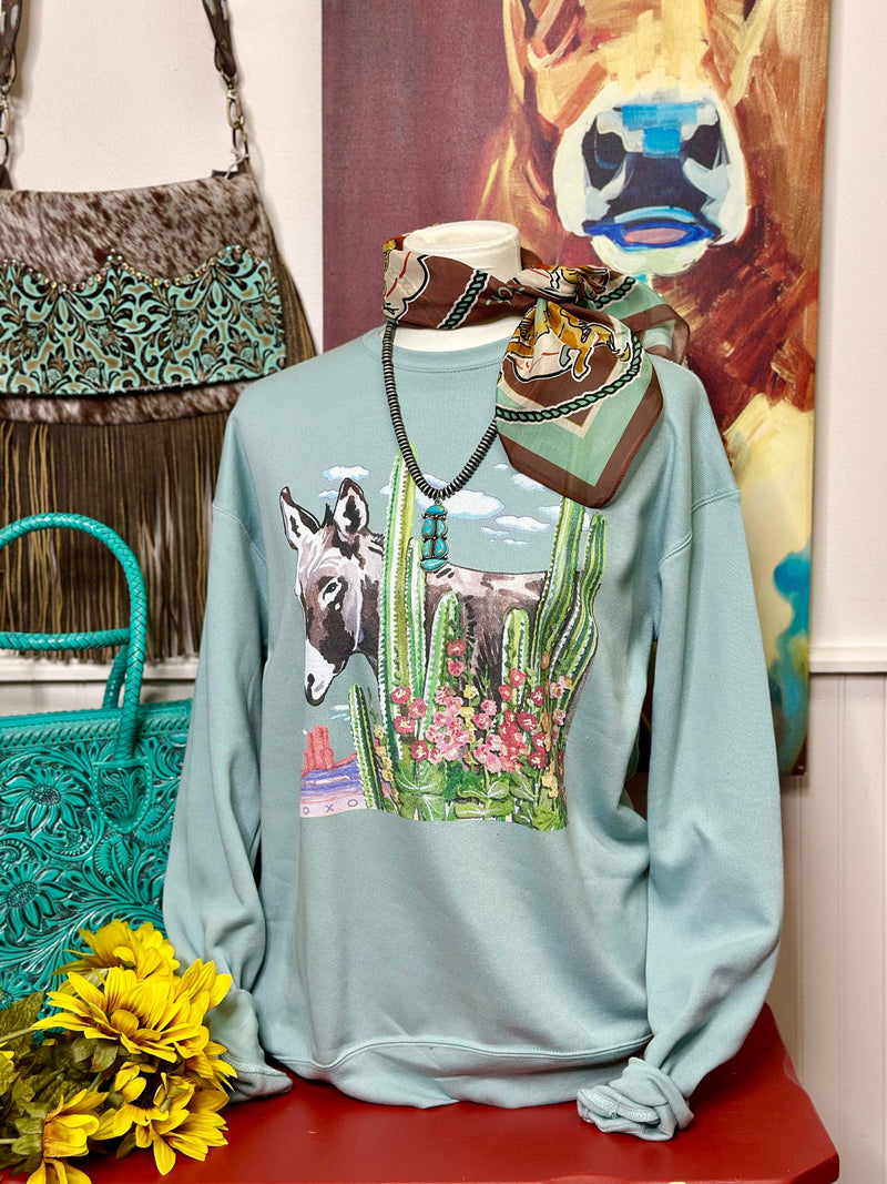 Shop Envi Me Tops The Turquoise Mint Desert Donkey Sweatshirt