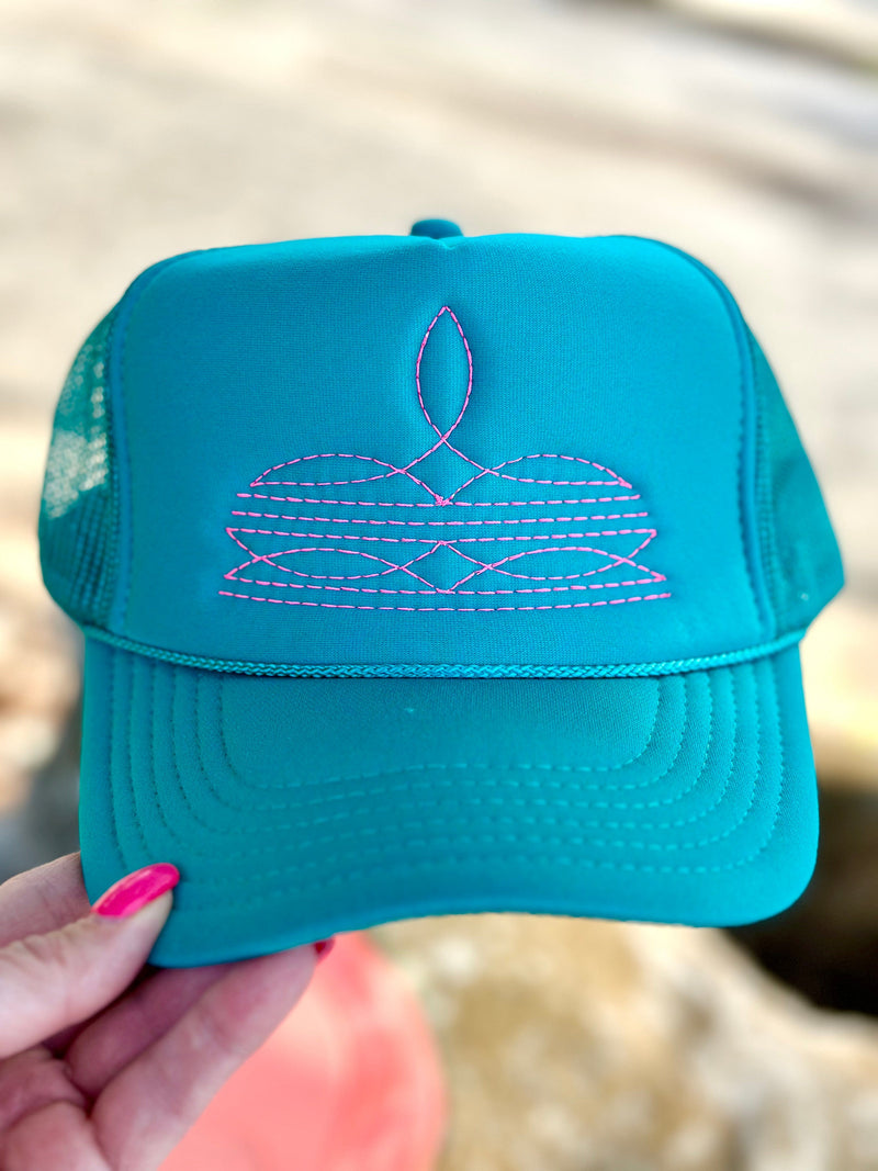 Shop Envi Me Accessories The Turquoise Trinidad Bootstitch Trucker Cap