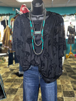 Shop Envi Me Tops and Tunics The Western Ways Velvet Horses Loose Fit Mesh Top