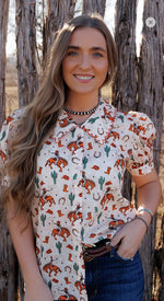 Shop Envi Me Tops and Tunics The Wild West Scallop Collar Shirt