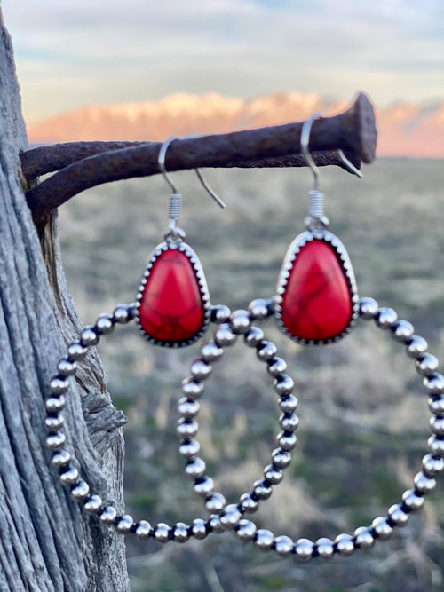 Shop Envi Me Red The Braided Silver Coral Hoop Earring