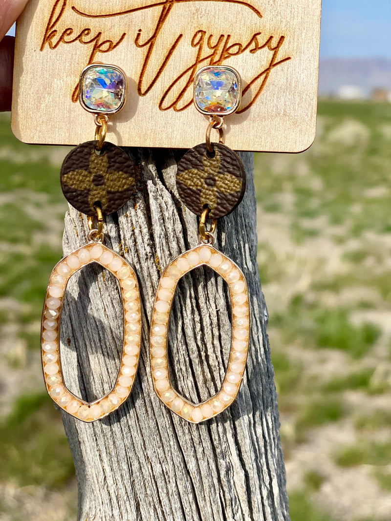 Keep It Gypsy Earrings with Pink Leather & Gold Hoops