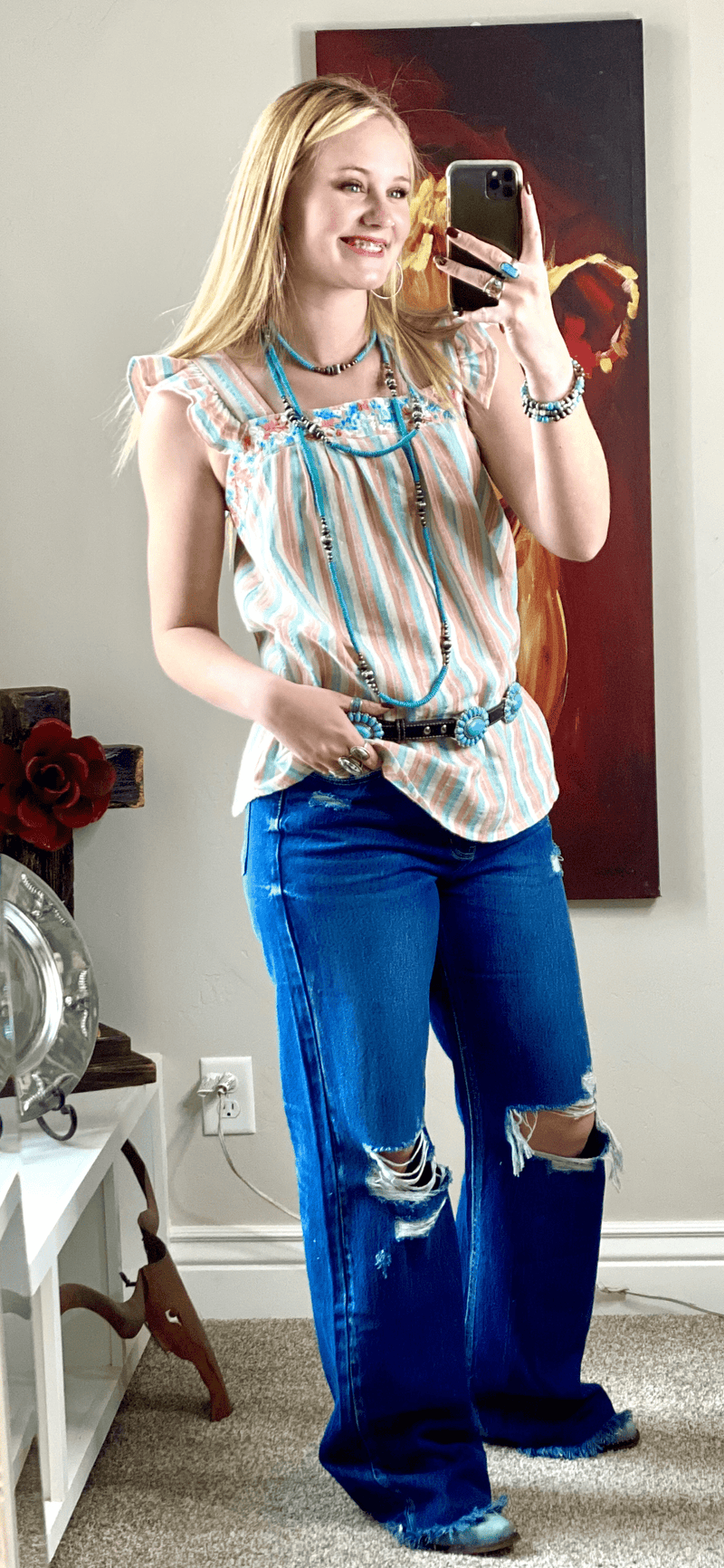 Shop Envi Me Tops and Tunics The Mazatlan Embroidered Stripe Tank Top