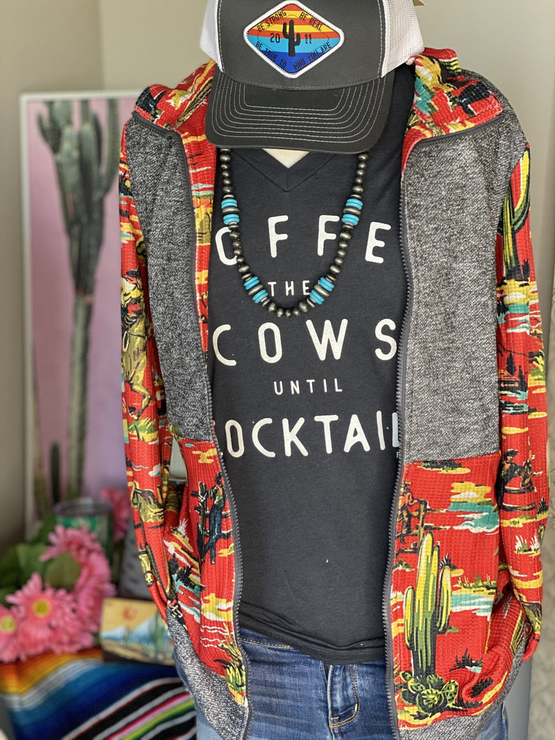 Shop Envi Me Tops and Tunics The Retro Cactus Cowgirl Zip Up Sweatshirt