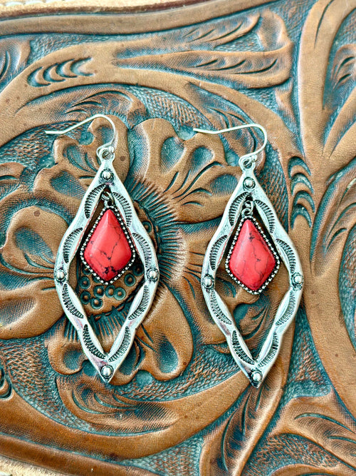 Shop Envi Me Earrings The Silver Engraved Coral Southwest Drop Earrings