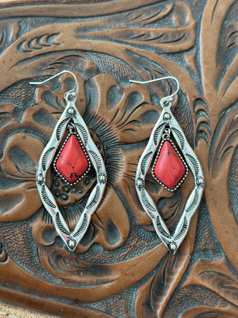 Shop Envi Me Earrings The Silver Engraved Coral Southwest Drop Earrings