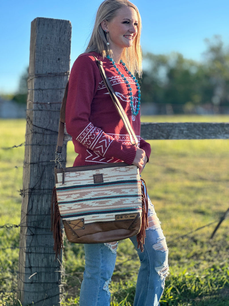 The Red Casa Grande Tooled Leather Top Navajo Fringe Bag – Shop Envi Me