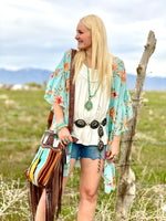 Shop Envi Me Cardigans and Kimonos The Summer Turquoise Floral Kimono