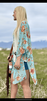 Shop Envi Me Cardigans and Kimonos The Summer Turquoise Floral Kimono