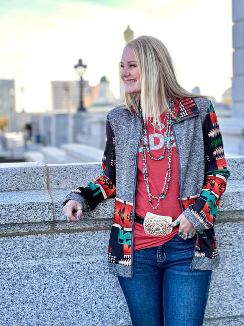 Shop Envi Me Tops and Tunics The Texhoma Zip Up Tribal Sweatshirt