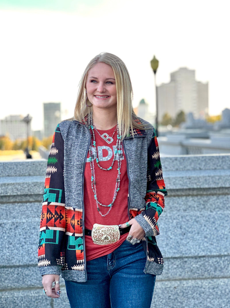 Shop Envi Me Tops and Tunics The Texhoma Zip Up Tribal Sweatshirt