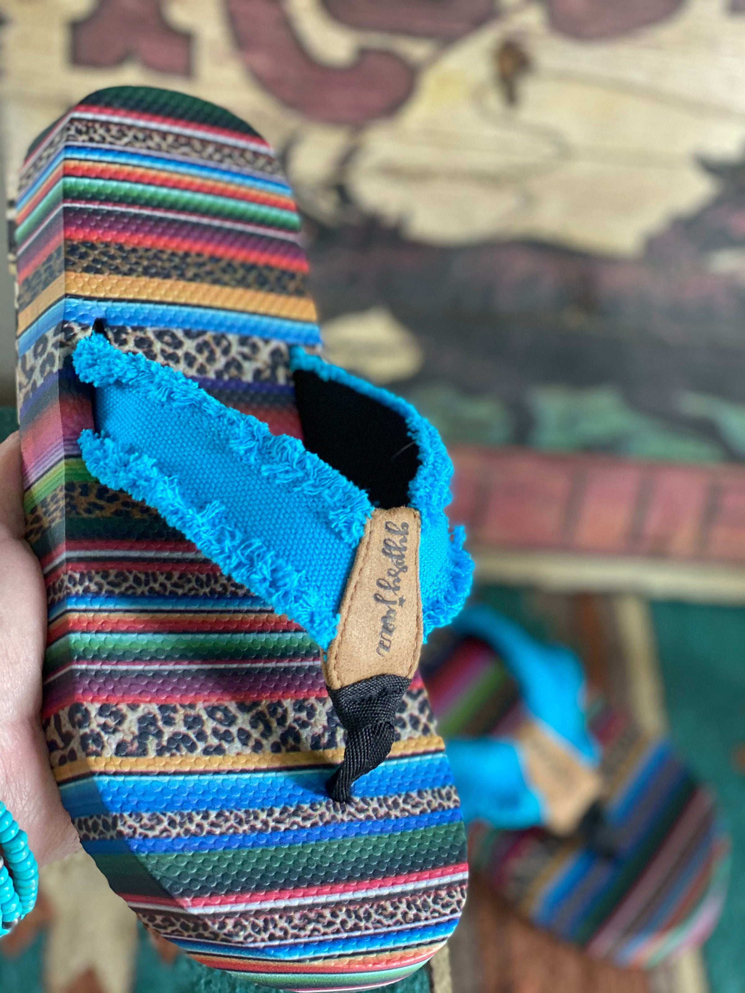 The Turquoise Serape Cheetah Summer Flip Flop Sandal – Shop Envi Me