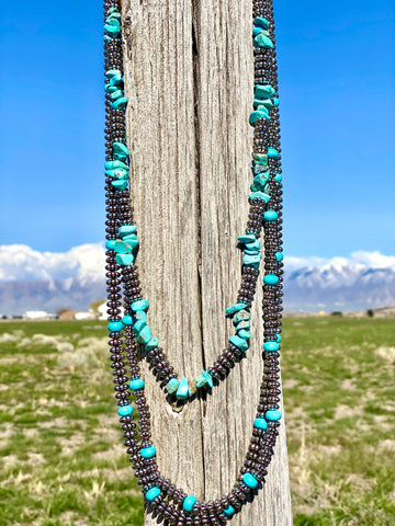 San Antonio Turquoise Bead and Faux Navajo Pearl Long Necklace – Horse  Creek Boutique